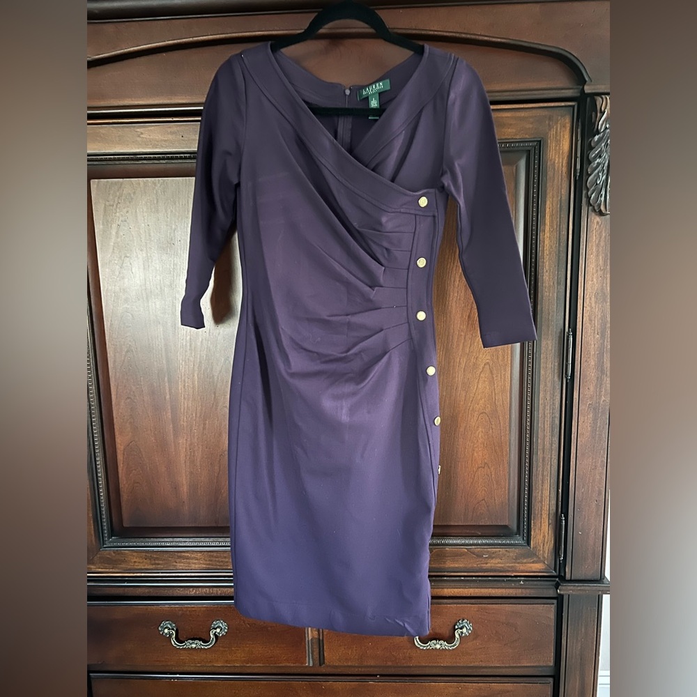 Elegant Purple Dress with Gold Accents